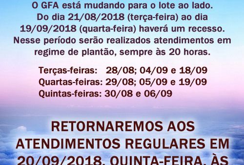 GFA mudança de endereço agosto 2018