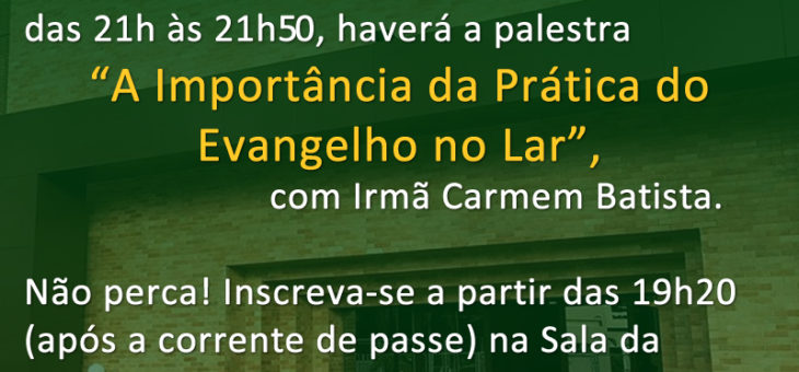 Palestra – A Importância da Prática do Evangelho no Lar